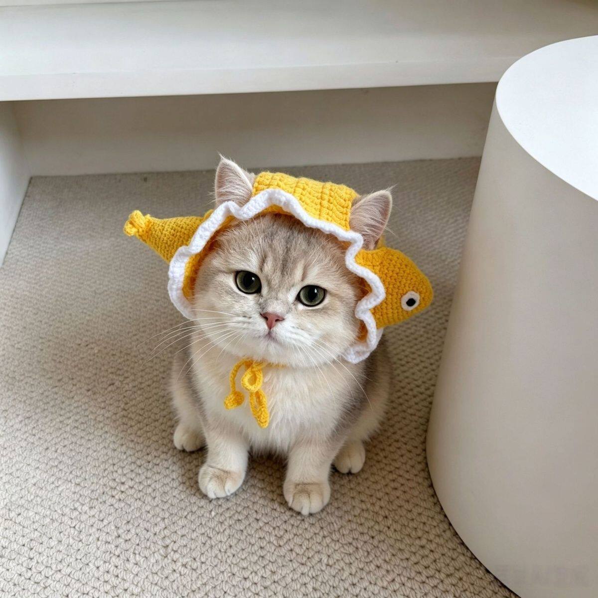 猫咪狗狗春游针织鲨鱼头套可爱手工卡通可调节宠物头饰帽子