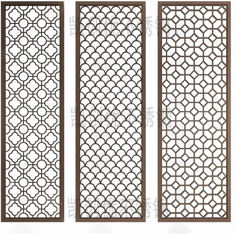 定201-304不锈钢隔断新中式别雕镂空酒店制玄铝关欧Y式客厅屏风墅