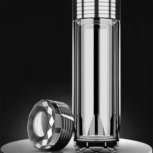 双层玻璃钻石底水晶泡茶喝水杯子高档加厚L耐高温透明商务便携男