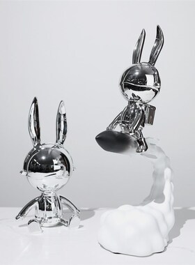 现代简约太空兔子摆件酒店大x堂会展厅样板间客厅创意卡通雕塑装
