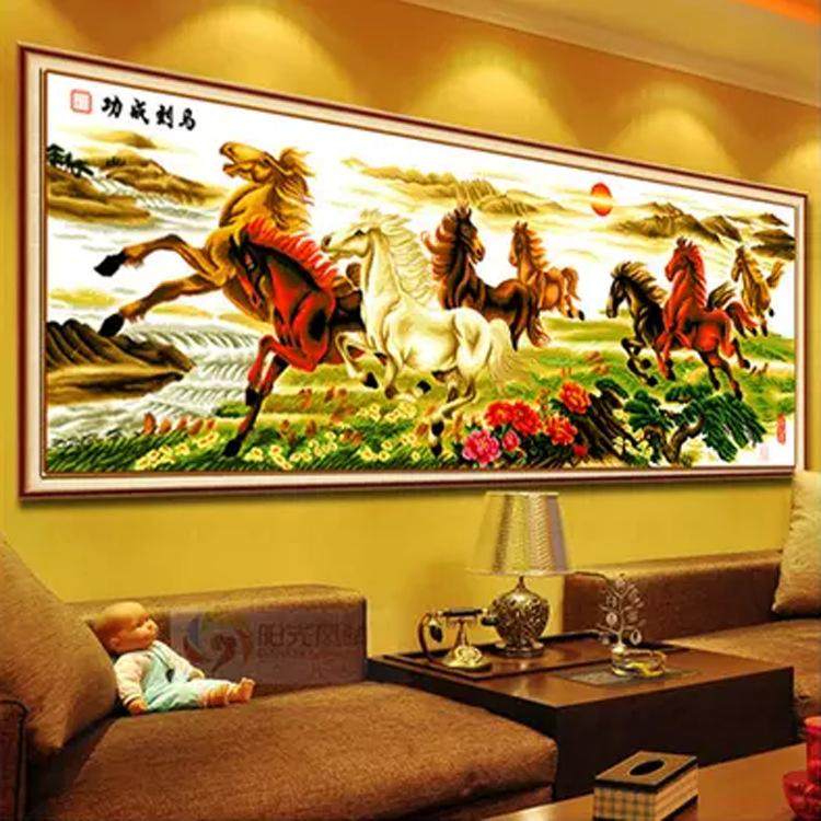 新款绣马到成功客厅十o字2022八骏图画年线钻石满钻大气手工大幅,居家布艺,十字绣套件,淘宝优惠券,粉丝福利购,淘宝优惠卷