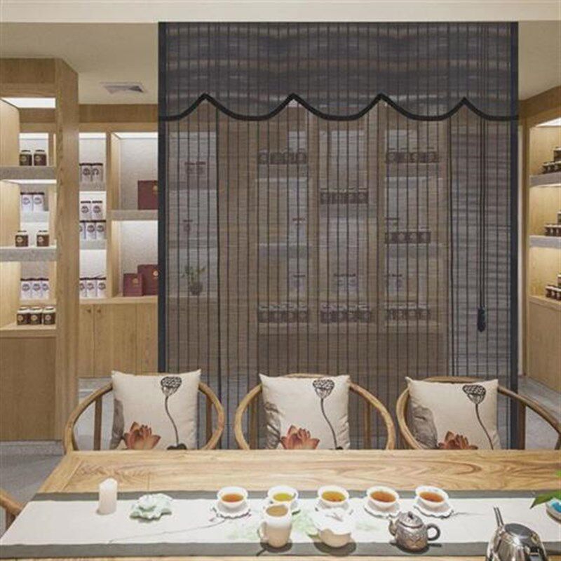 中式竹帘卷帘窗帘门帘升降遮光遮B阳隔断阳台透光饭店帘子黑色工
