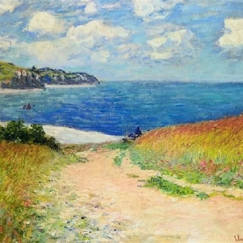 世界名画DIY方钻满钻钻石画砖石绣莫奈J海边小路草地全贴钻十字绣