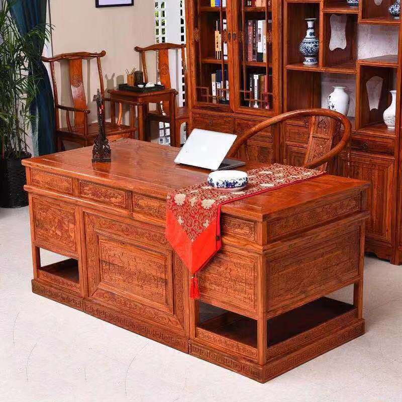 实木办公桌仿古南榆木书桌椅中式办公桌明清书画书法桌中医馆诊桌
