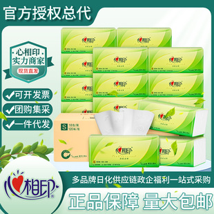 心相印茶语丝享系列120抽18包装三层塑装纸面巾DT15120箱装家用批