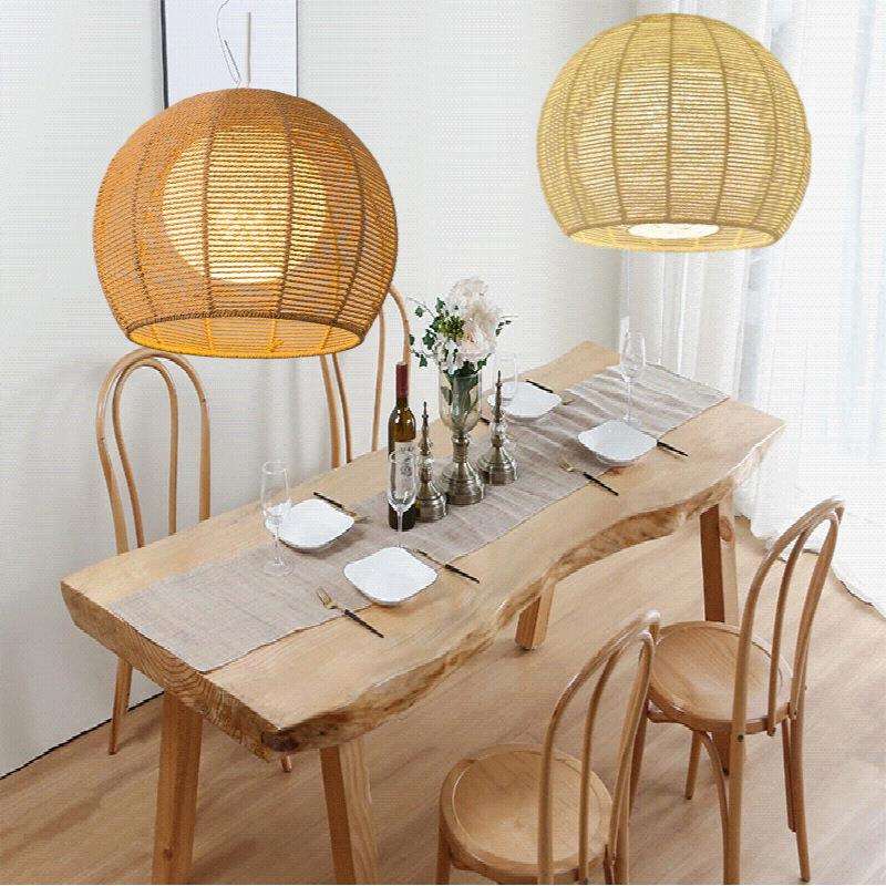 日式田园藤编艺术麻绳吊灯餐厅酒吧民宿客厅手工编织灯