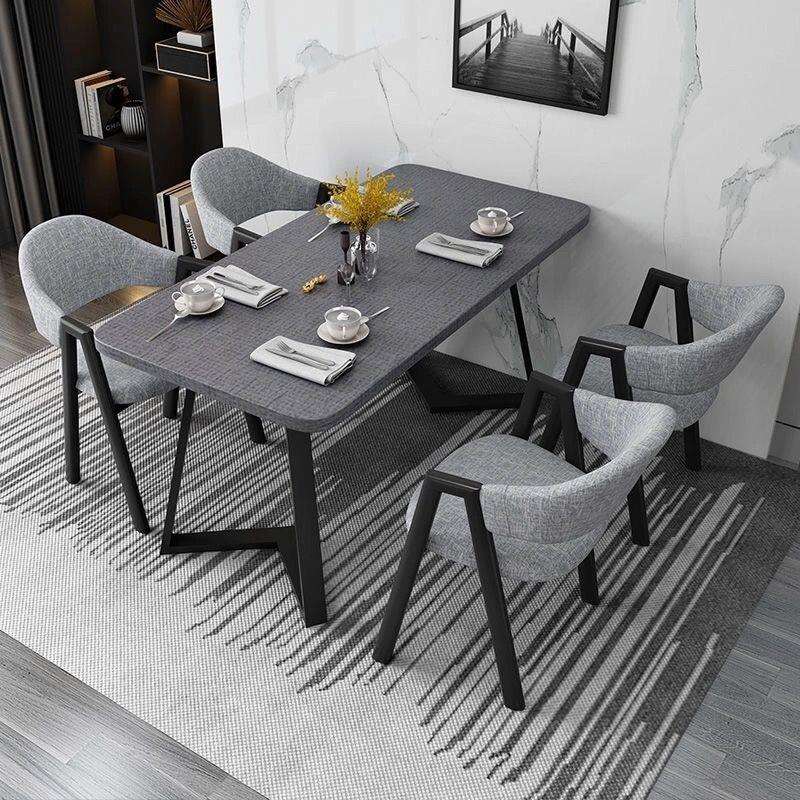 北欧餐桌餐椅组合现代简约小户型家用长方形吃饭桌子