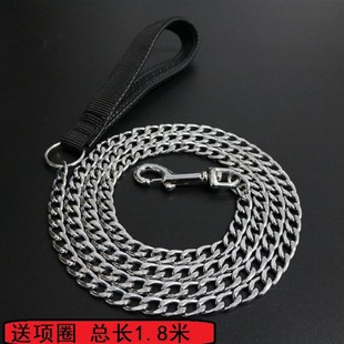 狗铁链子不锈钢扁平扭花防咬铁链小D中型犬牵引绳遛狗绳子狗牵引