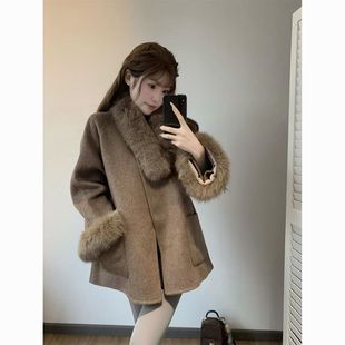 里布夹棉外布用羚羊绒领布毛毛可拆卸