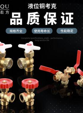 锅炉玻璃管液位计考克4分6分外丝接口黄铜DN15/20水位高低旋塞阀