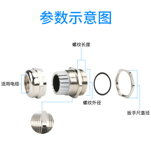 304不锈钢格兰头 金属防水接头 固定头电缆填料函M37-100/PG29-63