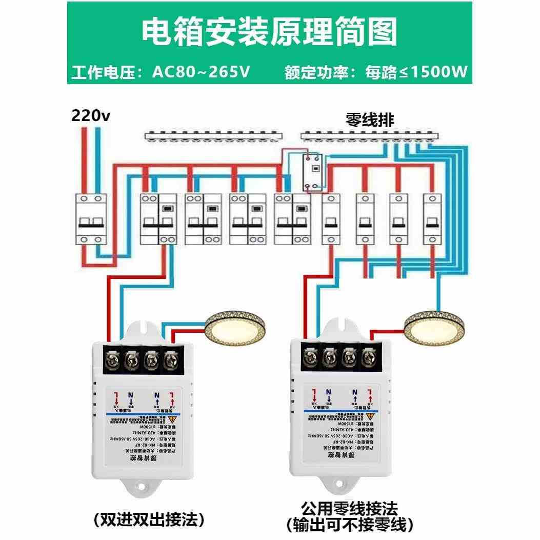 遥控开关无线电灯220V多路电源控制器展厅照明大功率灯具摇控开关