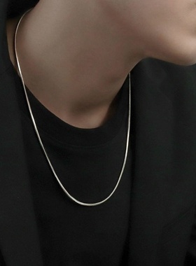 欧美男士钛钢锁骨链配饰潮设计感小众百搭素蛇骨链嘻哈个性冷淡