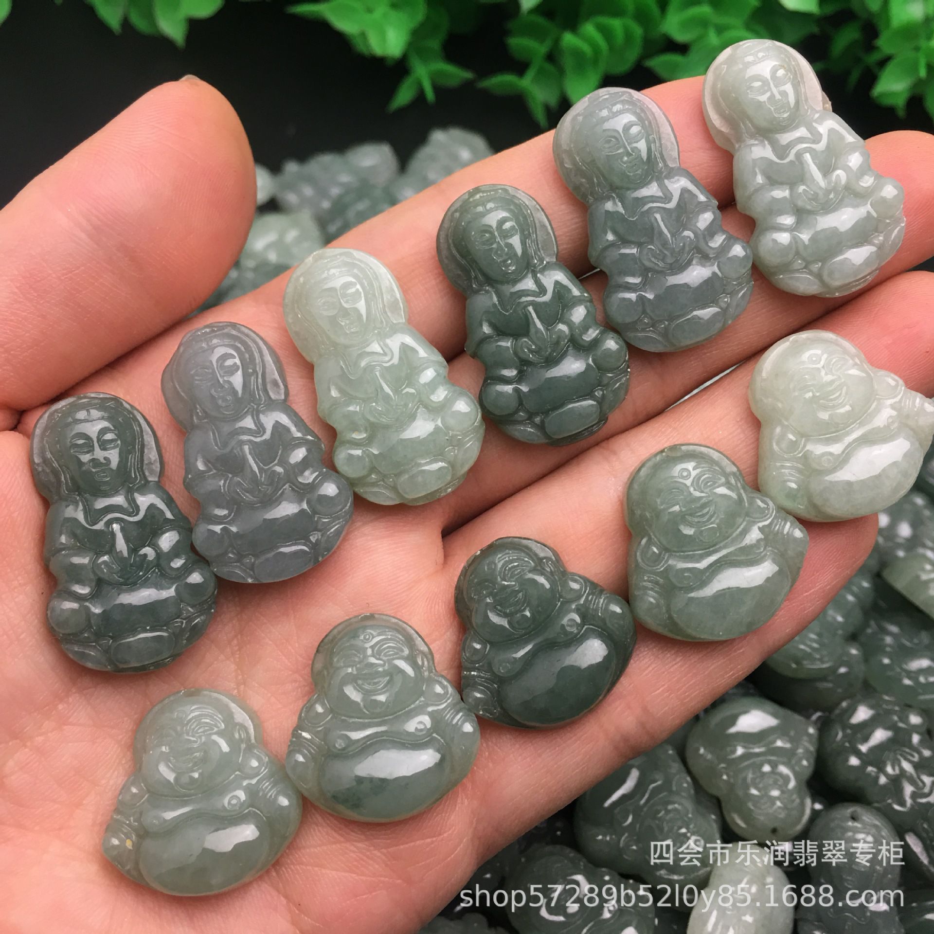 佛公观音 翡翠玉石四会油青料玉坠女款饰品挂件工艺品