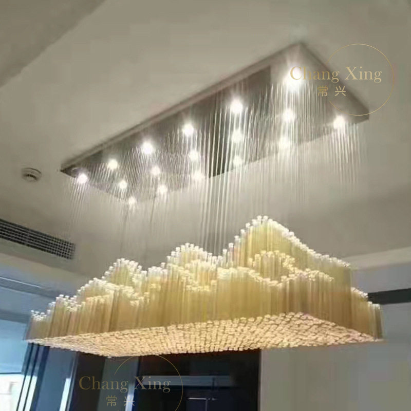 酒店宴会厅大堂水晶吊灯珠宝店KTV会议室大型水晶灯山形工程灯