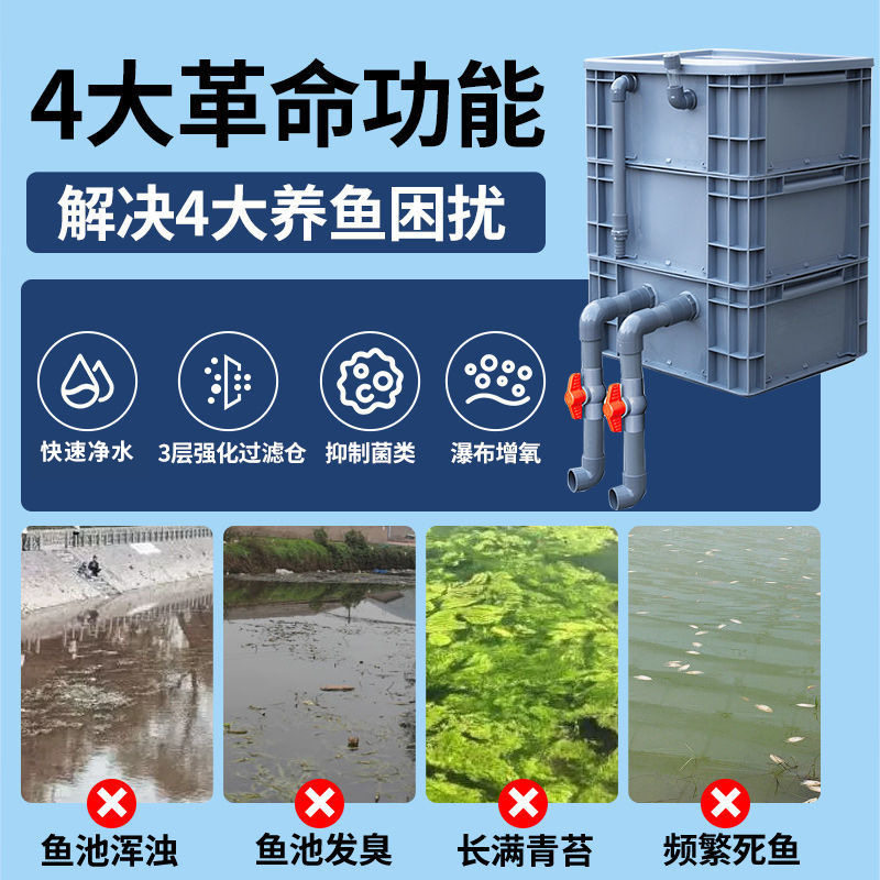 周转箱过滤箱鱼池水循环系统鱼缸滴流盒上滤沼泽户外水池厂家直销