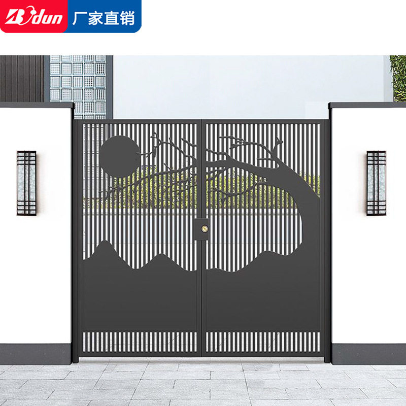 锌钢庭院大门铁艺别墅门双开门对开院子花园电动门私人订置