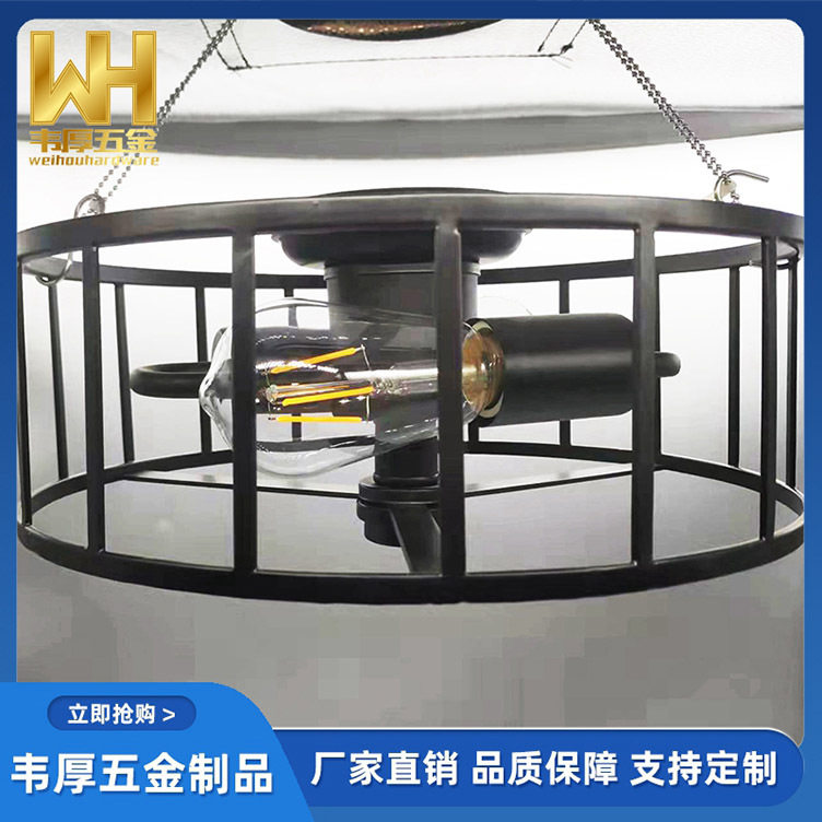 2025新款风扇灯复古餐厅吊灯电风扇一体卧室书房灯铁艺美式工业风