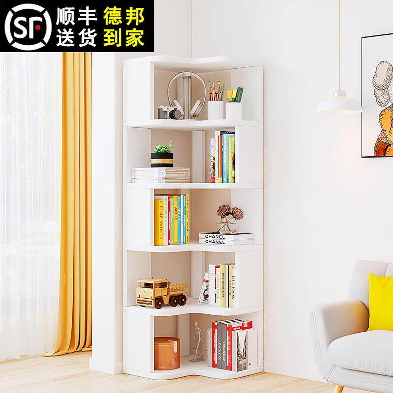 实木角柜一体靠墙储物柜客厅转角书柜落地收纳墙角柜客厅儿童书架