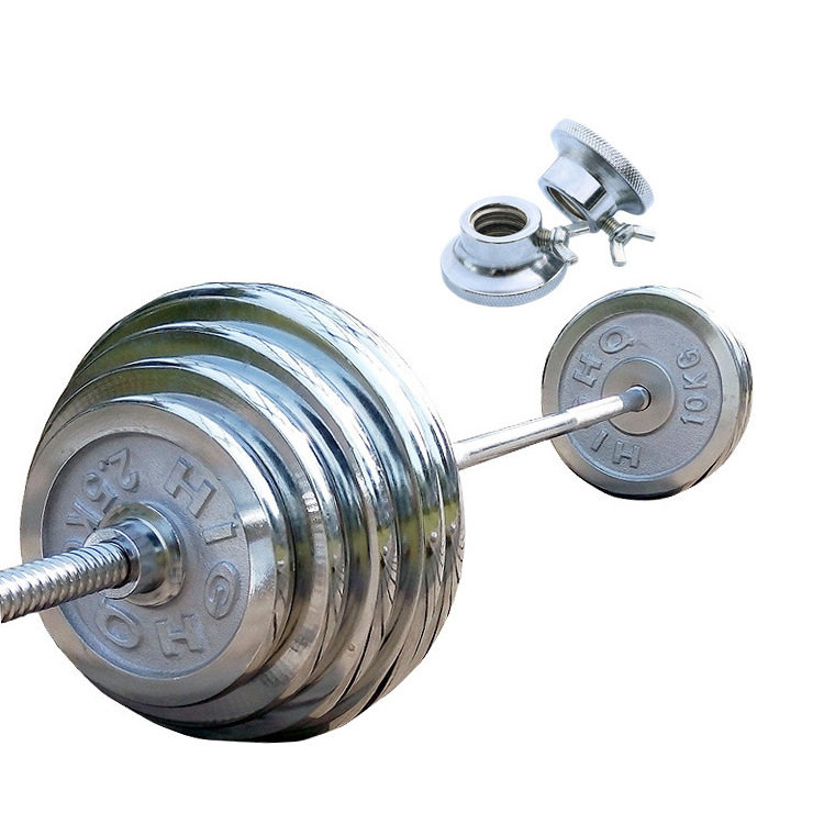 20kg/4080/50/100公斤电镀杠铃可拆装增减小孔杠铃片举重杠铃套装