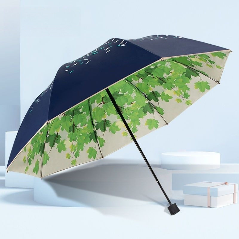 伞遮阳伞紫外线学生小清新黑胶双层防晒太阳伞晴雨伞折叠两用
