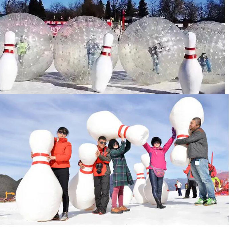 雪地保龄球 加厚耐寒雪地悠波 PVC充气碰碰球冰上滚筒雪场