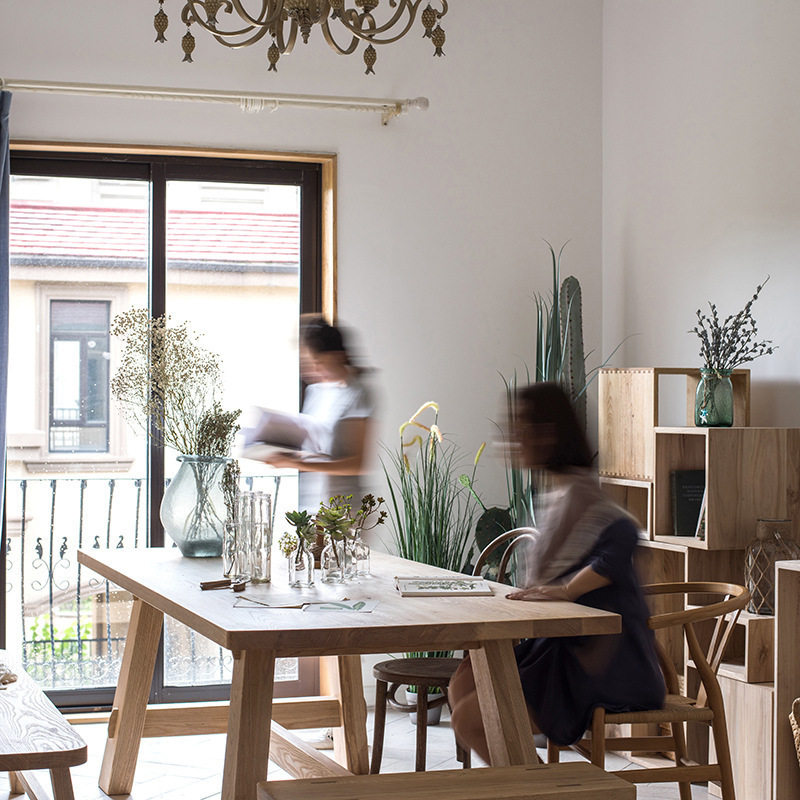 北欧实木餐桌椅组合 现代简易长方形饭店餐桌家用餐厅白蜡木餐桌