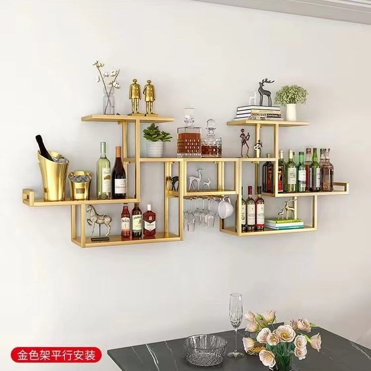 北欧铁艺红酒架墙上置物架壁挂式装饰创意餐厅客厅展示酒柜酒杯架