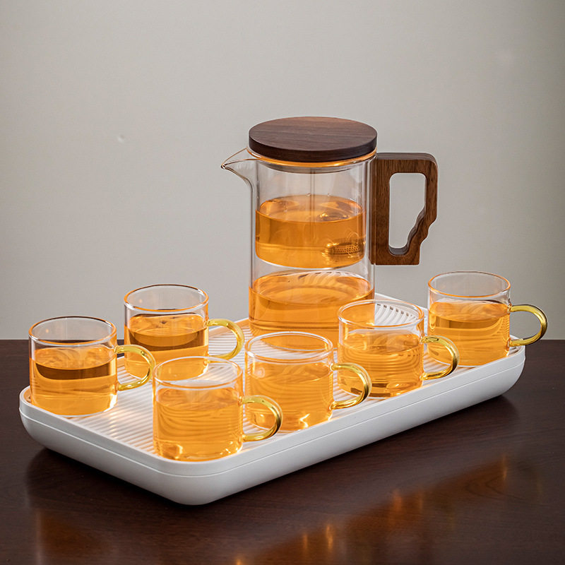 新款泡茶壶茶水分离飘逸杯全玻璃内胆旋转过滤茶具套装磁吸泡茶杯