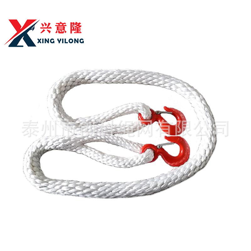 双钩尼龙吊绳两头带吊钩起重吊装绳索一头钩吊装绳双扣环形吊物绳