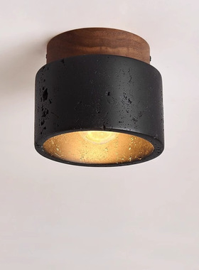 北欧简约个性过道吸顶灯黑洞石极简黑色走廊入户家用中古阳台灯具