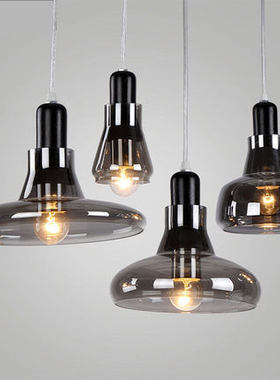复古玻璃小吊灯loft餐厅吧台创意设计装饰咖啡厅烟灰色现代艺术灯
