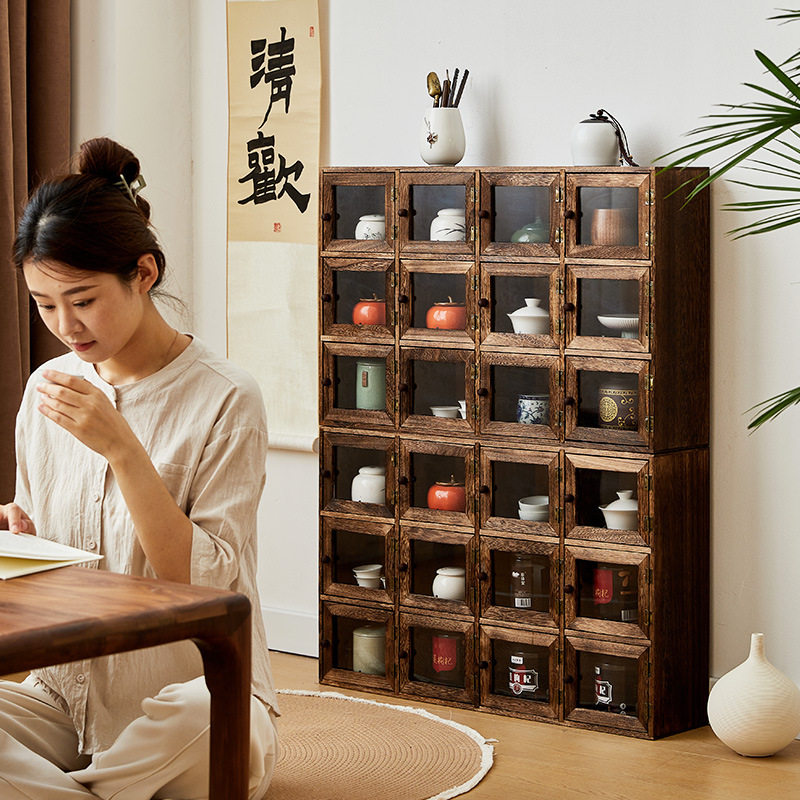 木多宝阁博古架茶室茶具收纳柜