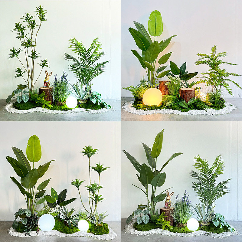 仿真绿植造景组合假树植物景观布景室内门店软装装饰摆件假绿意