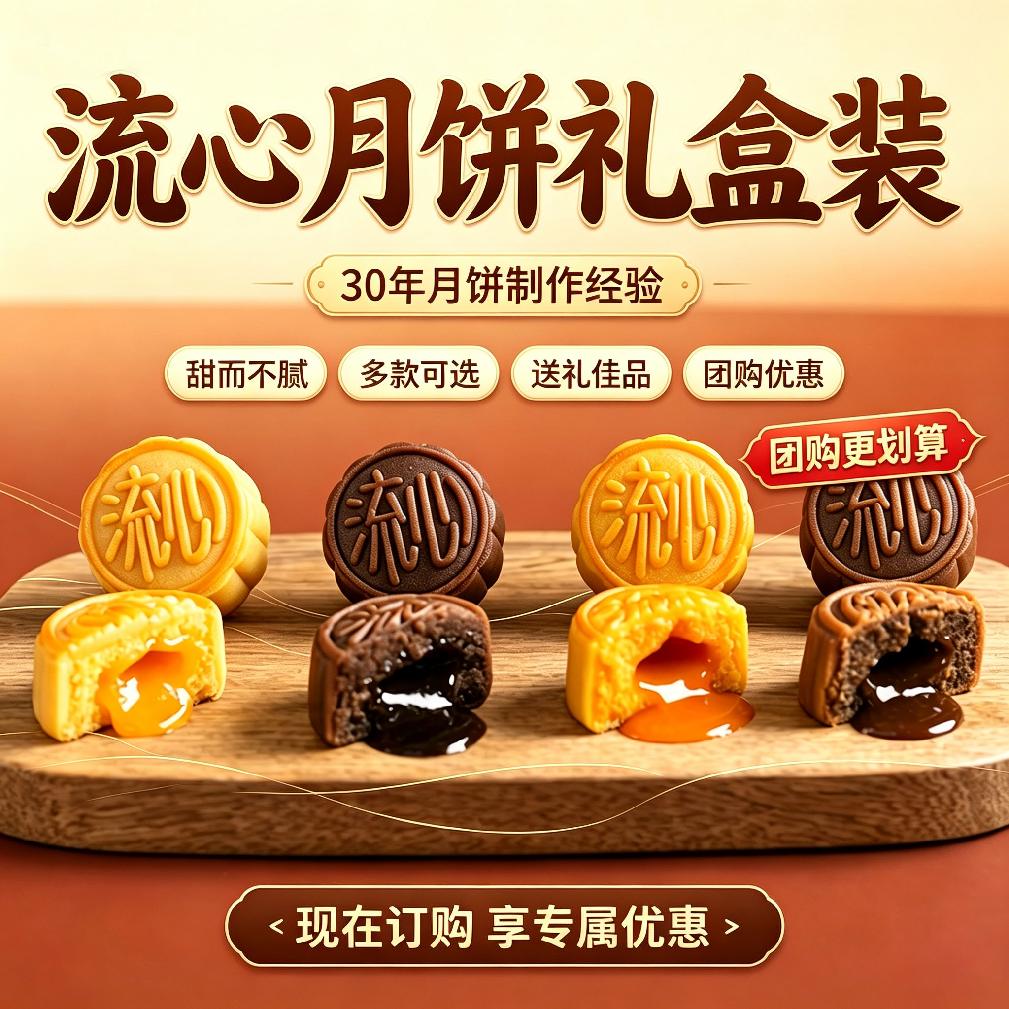 皇冠世家港式广式奶黄流心月饼中月饼