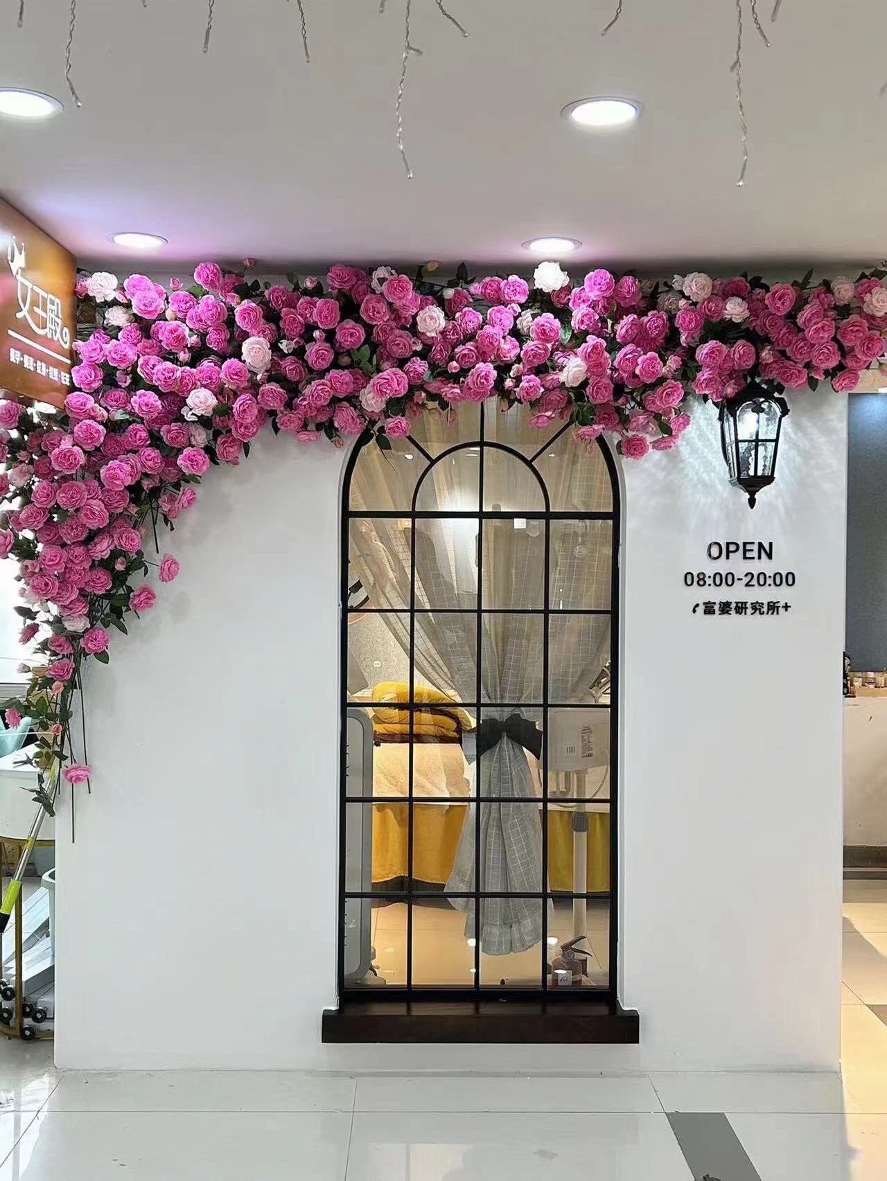 牡丹花墙门头假花装饰仿真花布置服装店橱窗挂壁花艺网红打卡造景