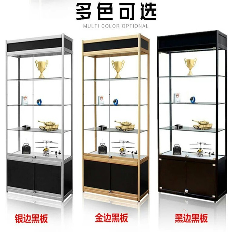 工厂供应化妆品柜子展示柜钛合金透明玻璃柜手办柜展厅展示柜现货