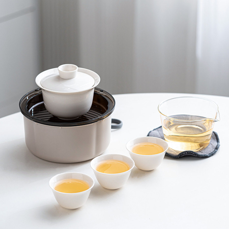 旅行茶具便携式收纳户外露营盖碗茶杯套装2025新款高档泡茶快客杯