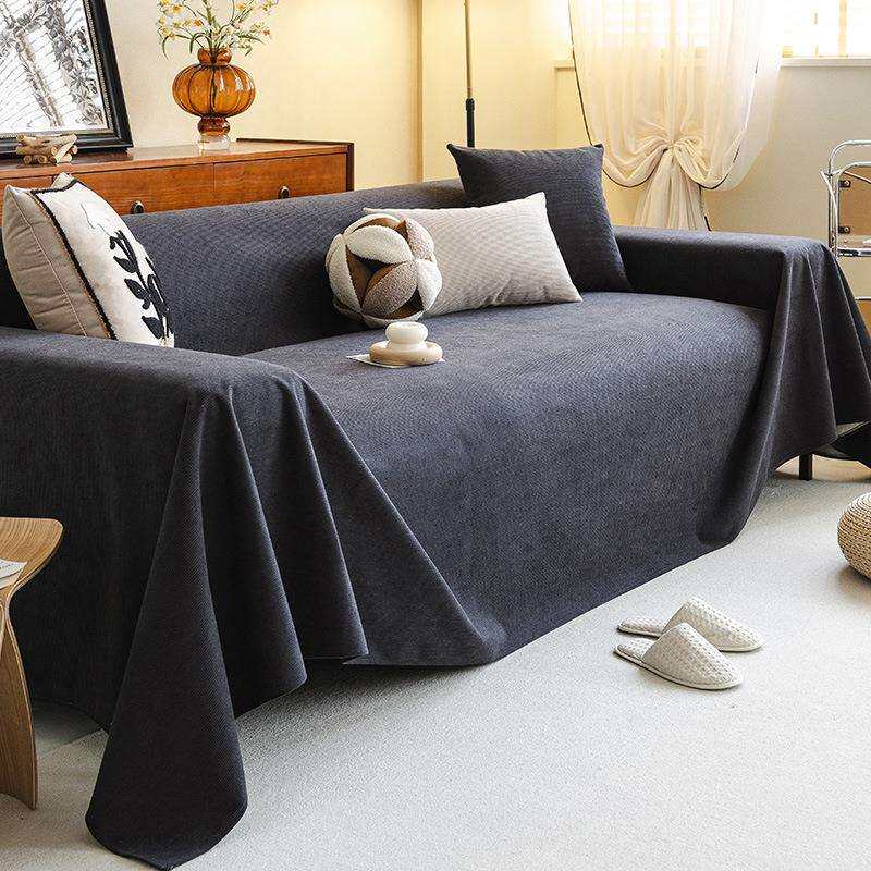 防水隔尿沙发盖布四季通用沙发巾2026年流行新款黑色防滑沙发毯垫