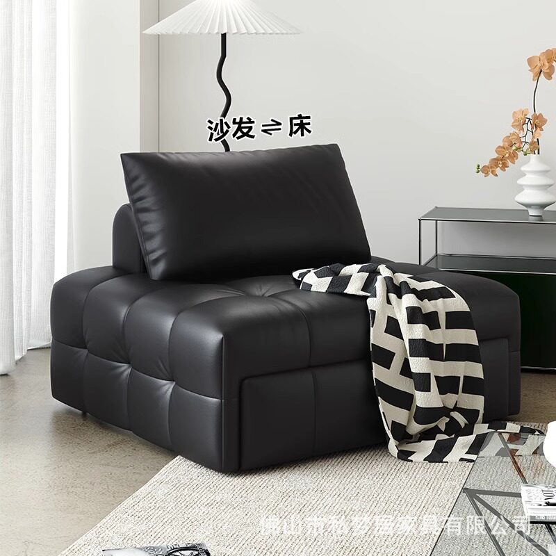 建议泡芙沙发床坐卧两用多功能小户型猫爪皮客厅折叠伸缩单人沙发