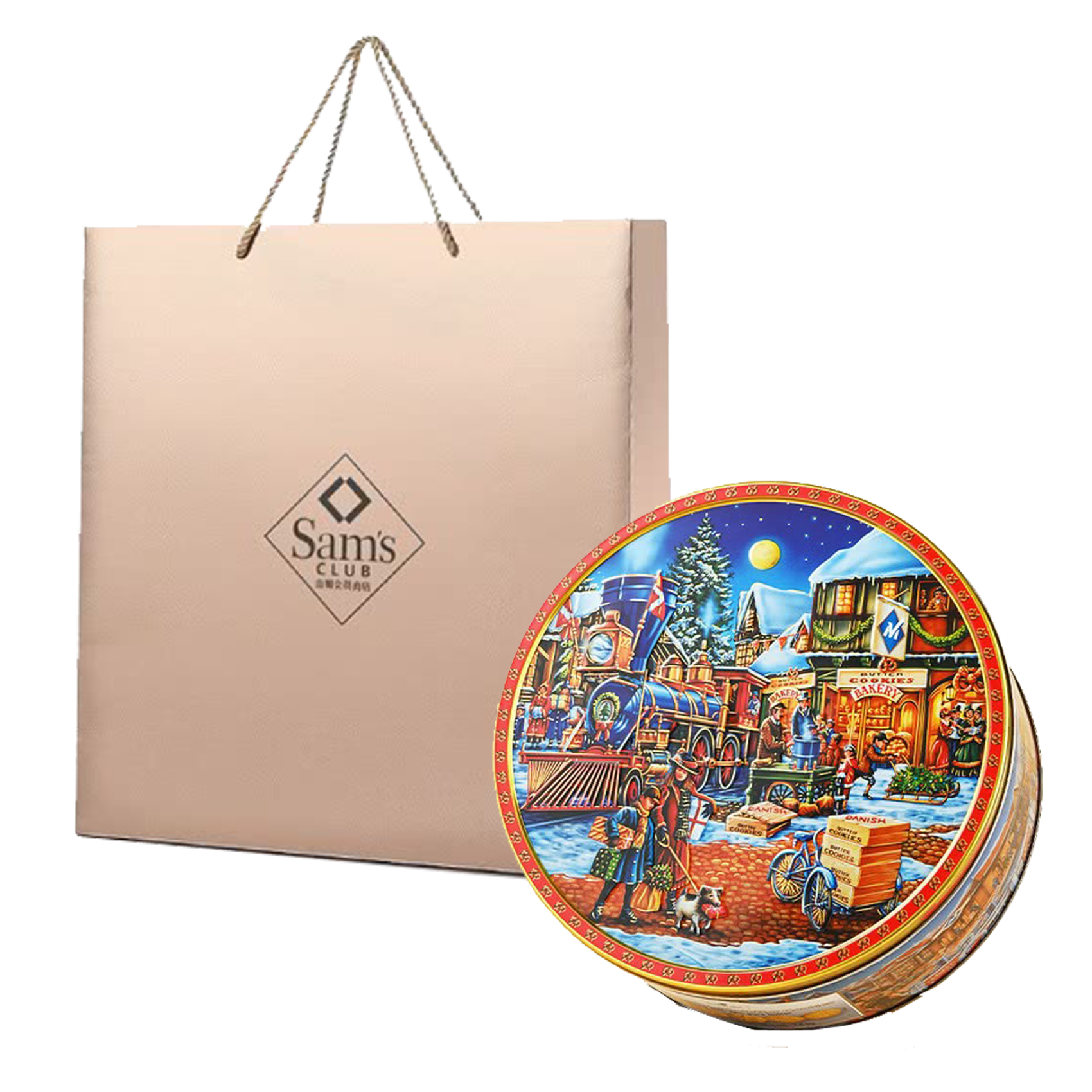 Sam's黄油曲奇饼干908g丹麦原装进口休闲罐装铁盒山姆礼袋装