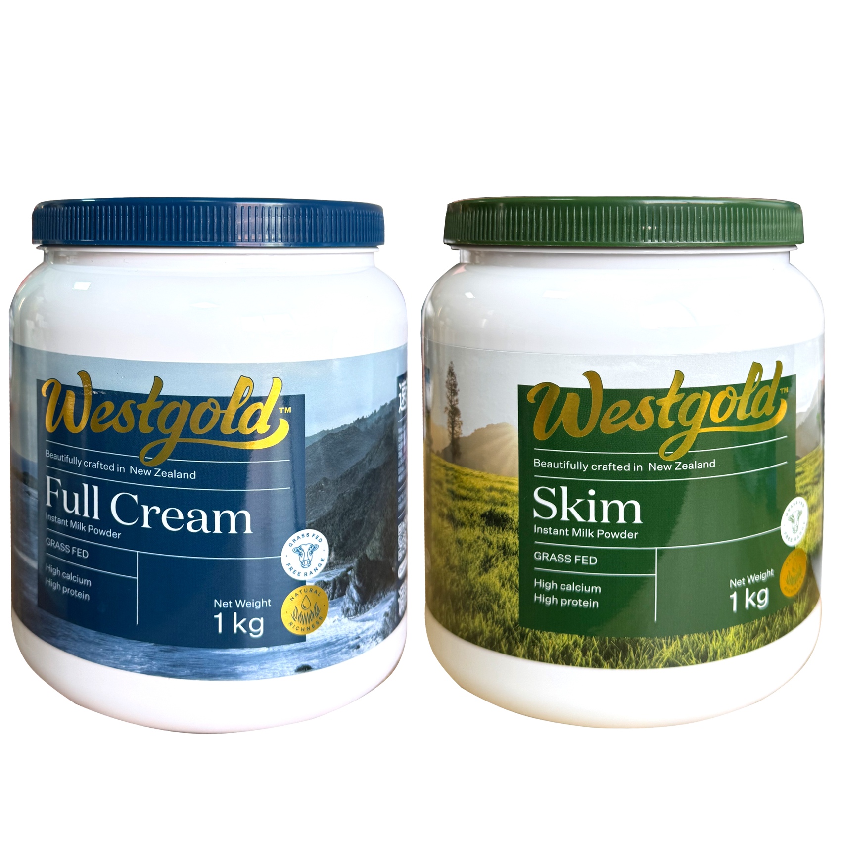 新西兰原装进口Westgold速溶全脂/脱脂奶粉罐装1kg全家营养奶粉