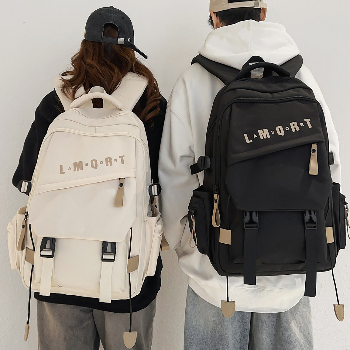 简约书包男初中生减负护脊双肩包高颜值女学生大容量休闲百搭背包