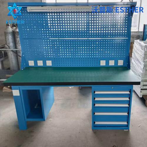 防静电重型工作台 多功能装配维修质检维修钳工检验桌灯架工作台