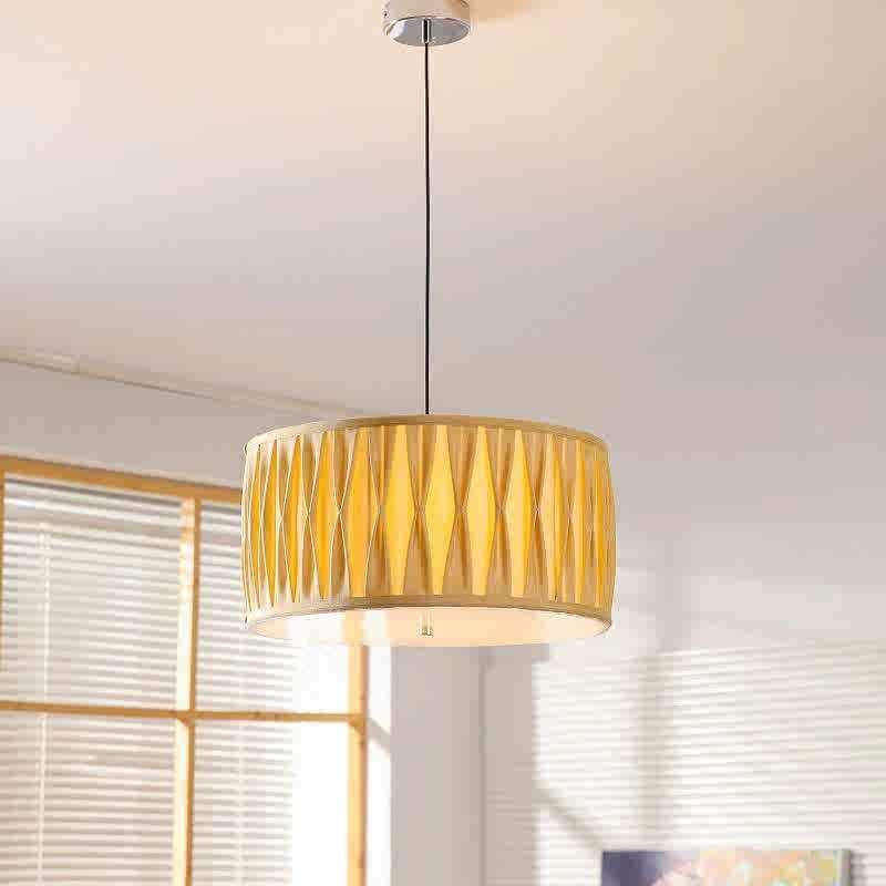 法式中古风餐厅吊灯复古布艺百褶手工褶皱灯罩饭厅餐桌灯圆形民宿