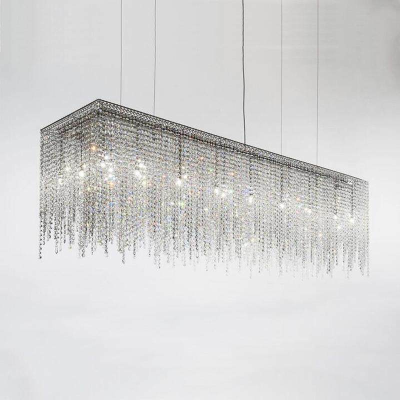 后现代轻奢水晶餐厅吊灯意大利艺术创意长款大气别墅餐桌岛台灯具