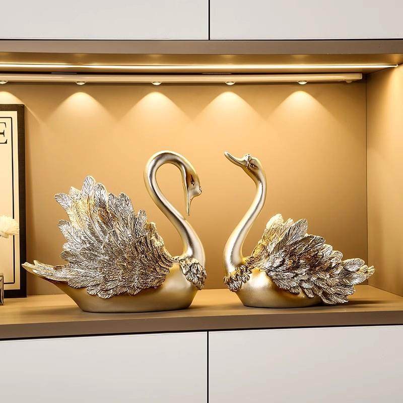 轻奢高级感天鹅酒架摆件家居客厅酒柜电视柜装饰品桌面餐边柜摆设