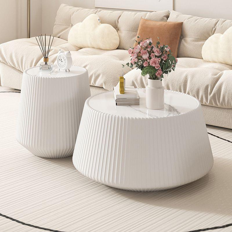 奶油风轻奢岩板茶几家用客厅钻石小户型极简高端岩板子母桌茶桌