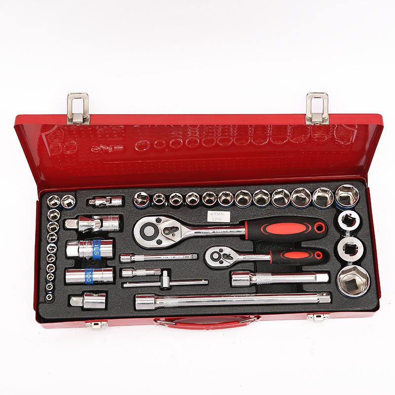38件套公制套筒扳手组合 大飞汽修工具套装 汽保铁盒套装
