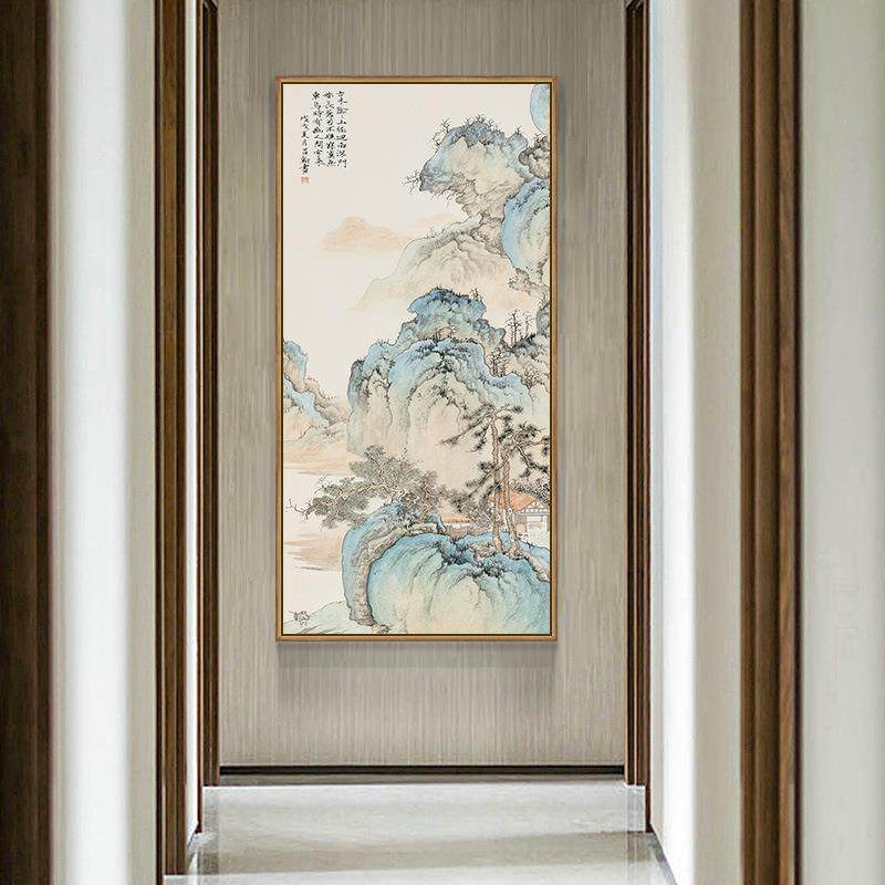 新中式酒店装饰走廊玄关装饰面过道山水画中国画客厅卧室茶室挂画